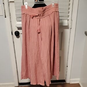Ava James Elegant Pink Women's Wide Leg Ribbed Pants